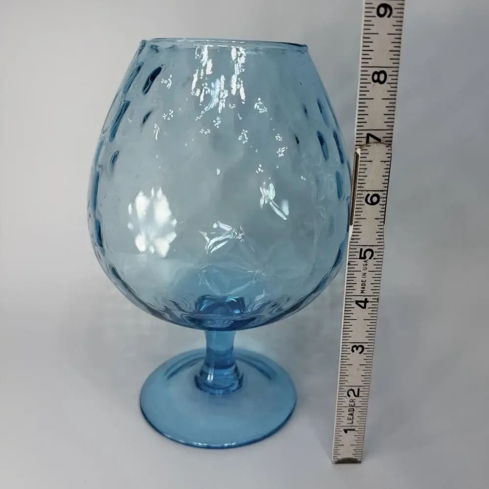 Vintage Empoli Aqua Blue Optic Brandy Snifter Vase Art Glass 9